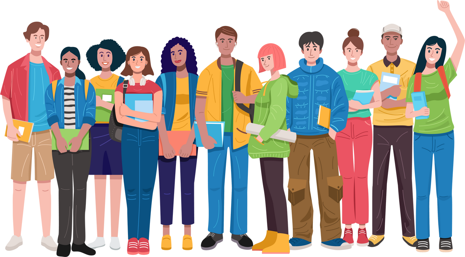 Group of college students illustration